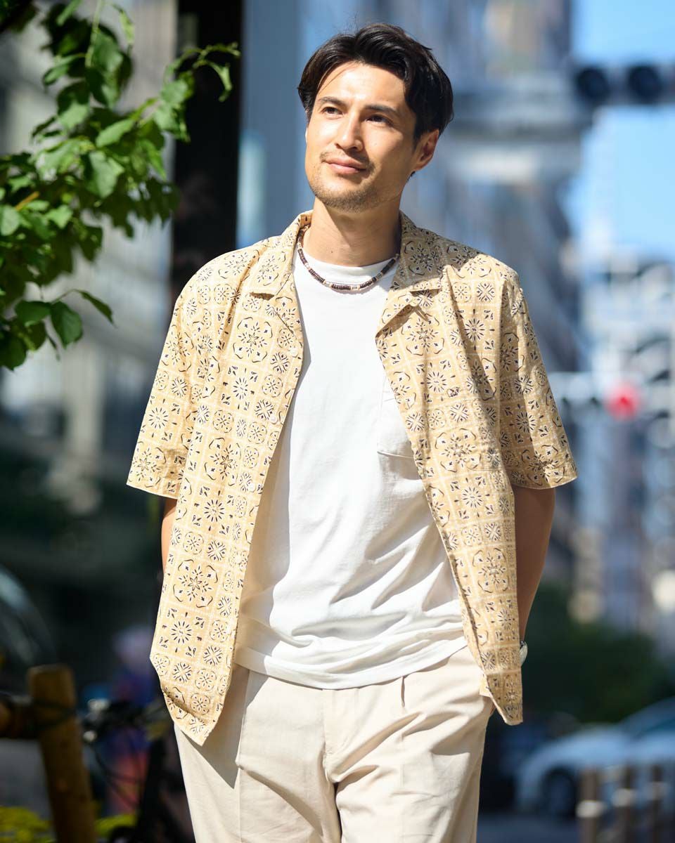 半袖オープンカラーシャツ