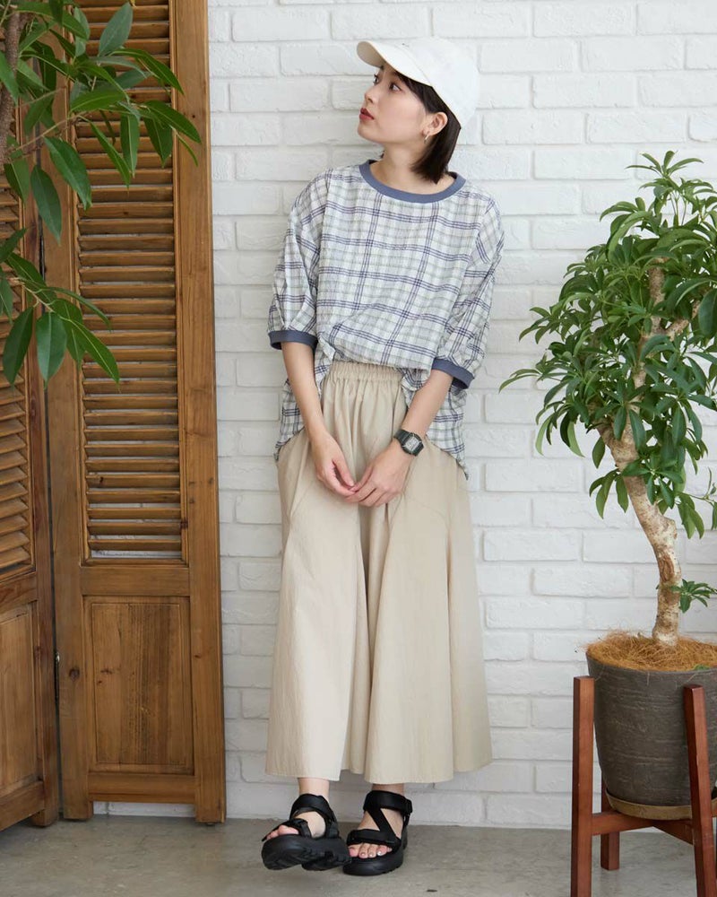 サッカーチェックブラウス