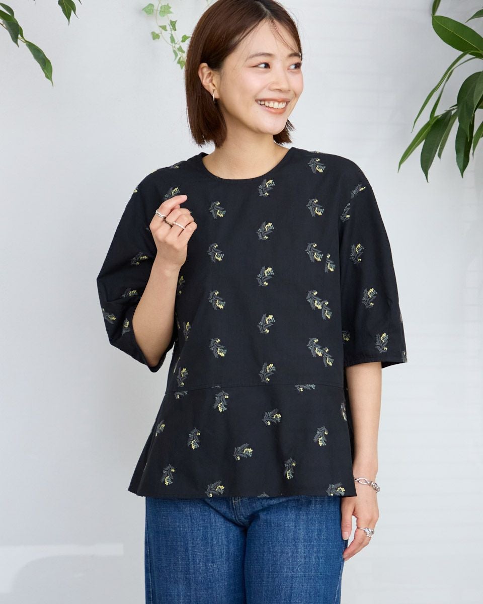 ６部袖刺繍ラッフルブラウス PILIT ブラウス シャツ 刺繍ラッフルブラウス レディース : ZOZOTOWN