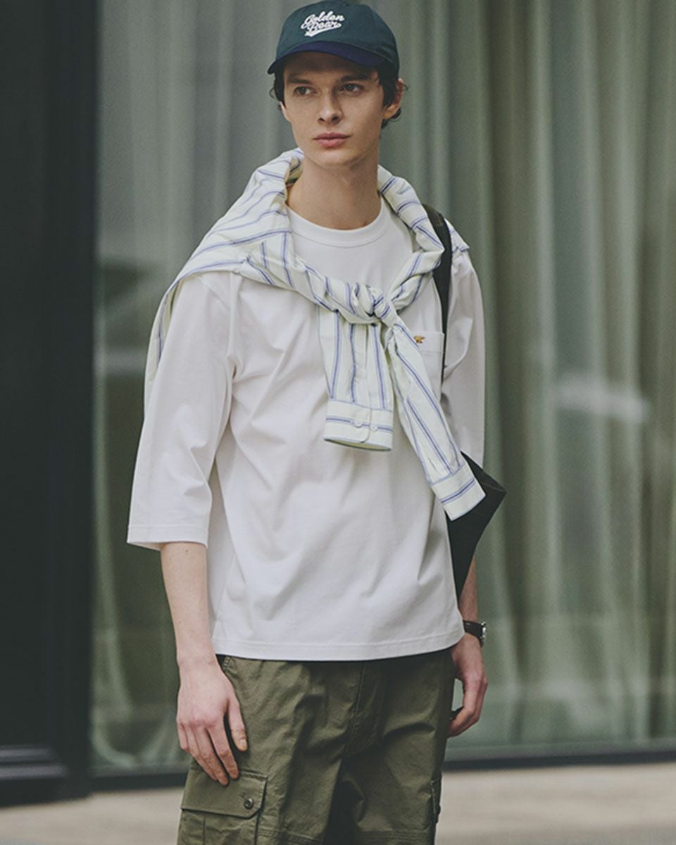 天竺七分袖Tシャツ