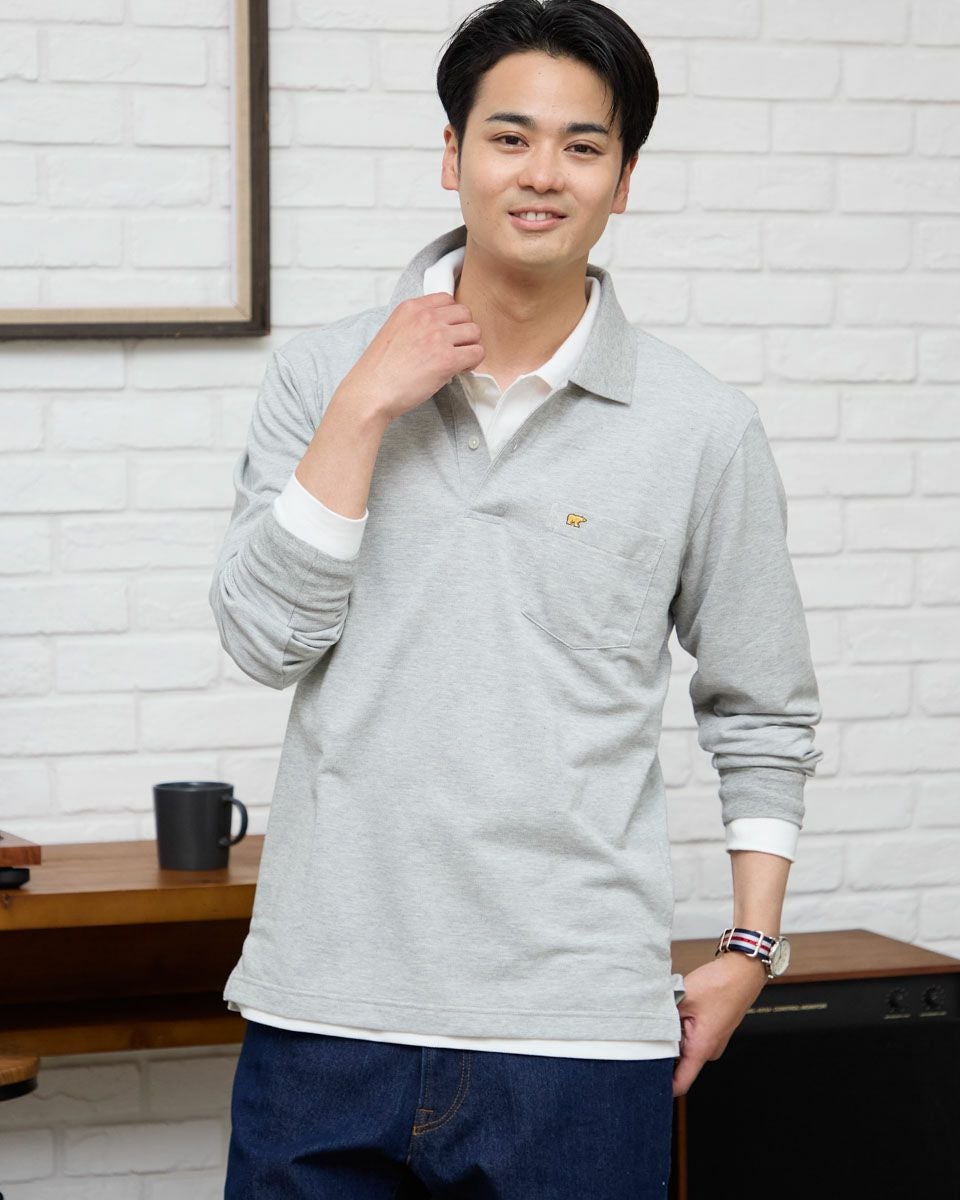 ORLEBAR BROWN ホワイト長袖ポロシャツ 通年]バートル 505 カノコ長袖ポロシャツ[左袖ポケット付](03-505