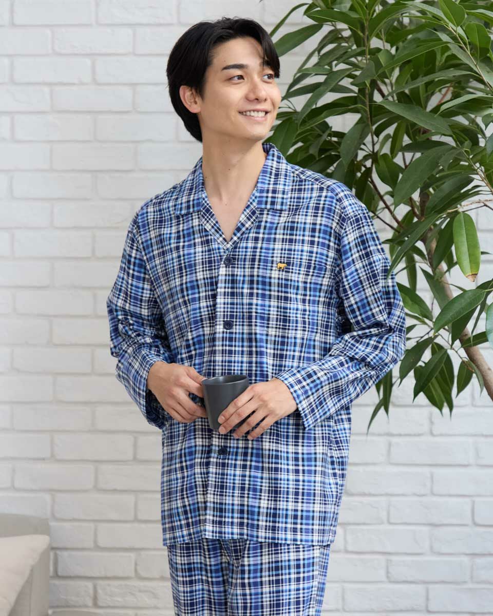 ヘンリボンテーラードパジャマ