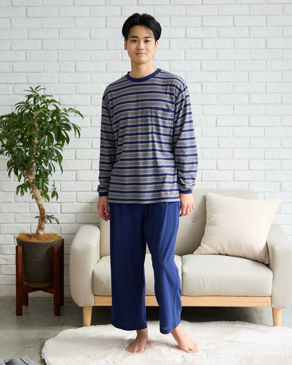 Home Wear梨地ボーダーパジャマ