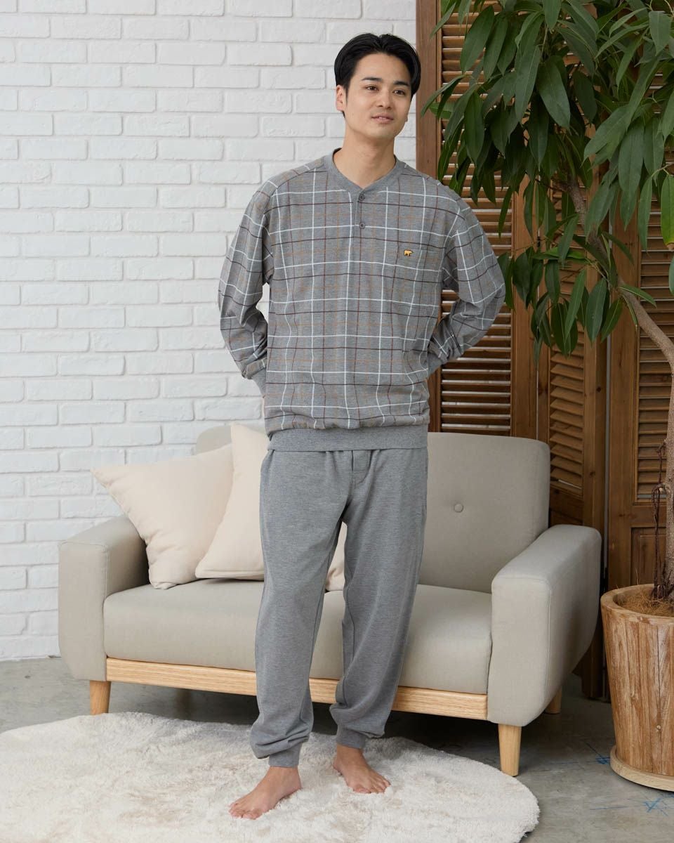 チェックヘンリーネックパジャマ