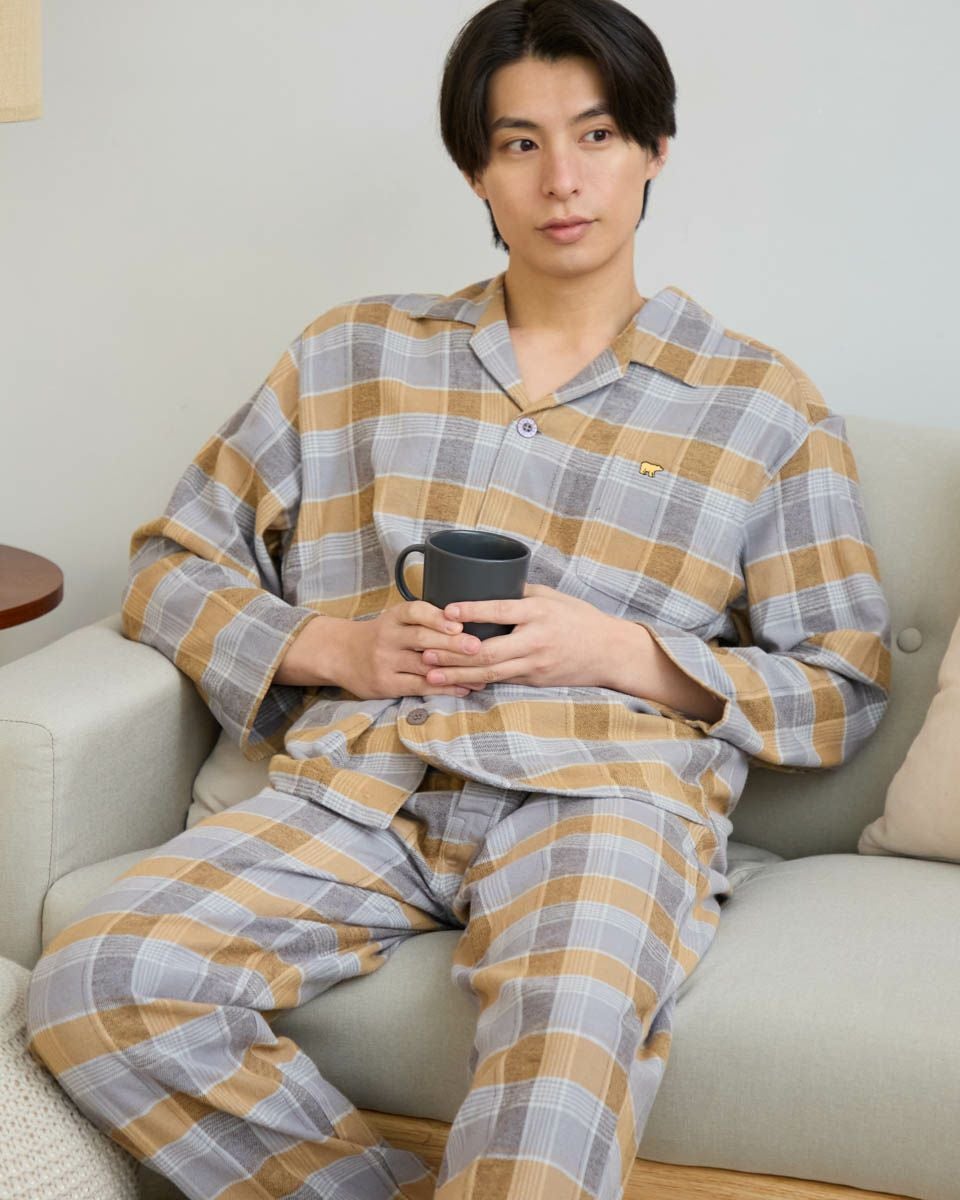 ネルテーラードチェックパジャマ