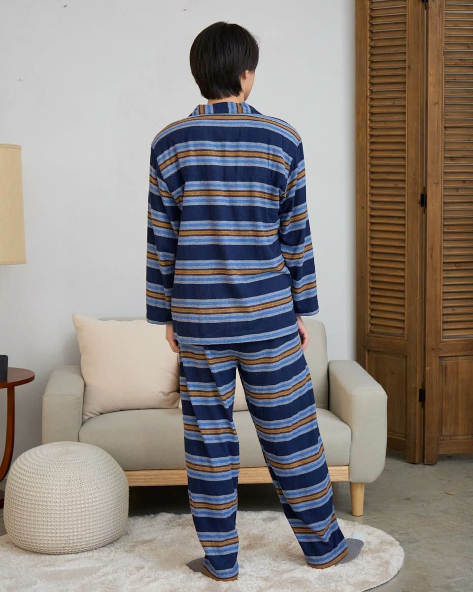 ネルテーラードボーダーパジャマ