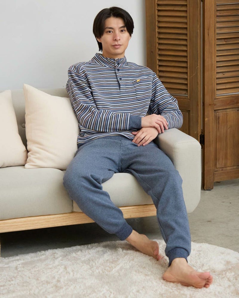 ハイネック起毛ボーダー