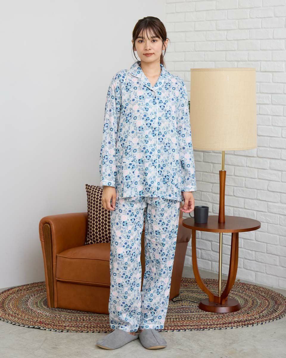 カドリーベアー、コスチューム（白いうさぎ、紺色コート、花柄） Home Wear花柄テーラードパジャマ | ゴールデンベアストア