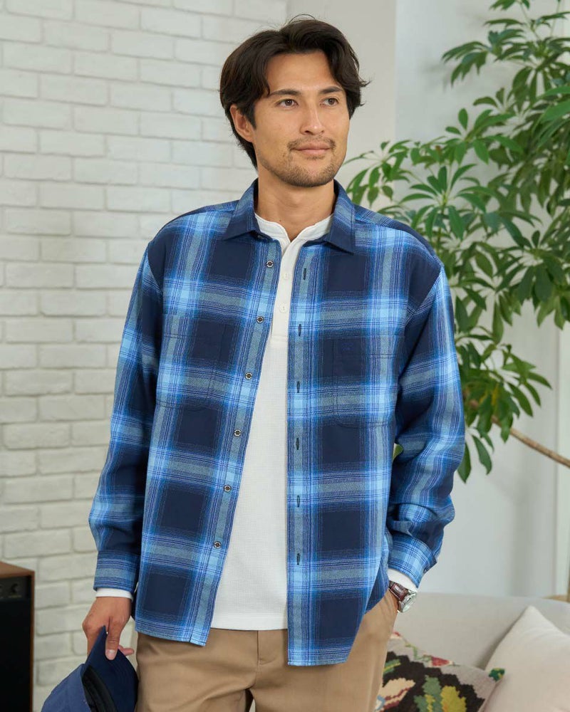 オンブレーチェックシャツ