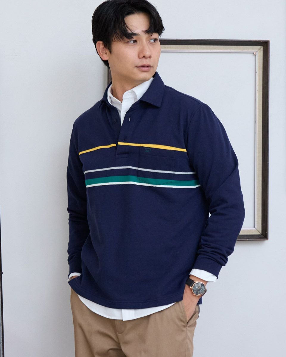 GOOLD GOLF ROCKERS 長袖　ポロ　ボーダー　Lサイズ　ネイビー Golden Bear長袖パネルポロシャツ | ゴールデンベアストア