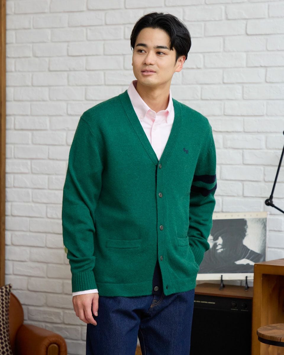 Salvatore Ferragamo ダークグリーン カーディガン Golden Bearラムカーディガン | ゴールデンベアストア