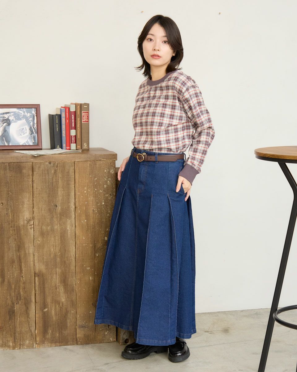 キンギョソウ！極美品レオナール カンカン素材ハイネックブラウス LLサイズ QUEEN SIZEチェックリブブラウス | ゴールデンベアストア