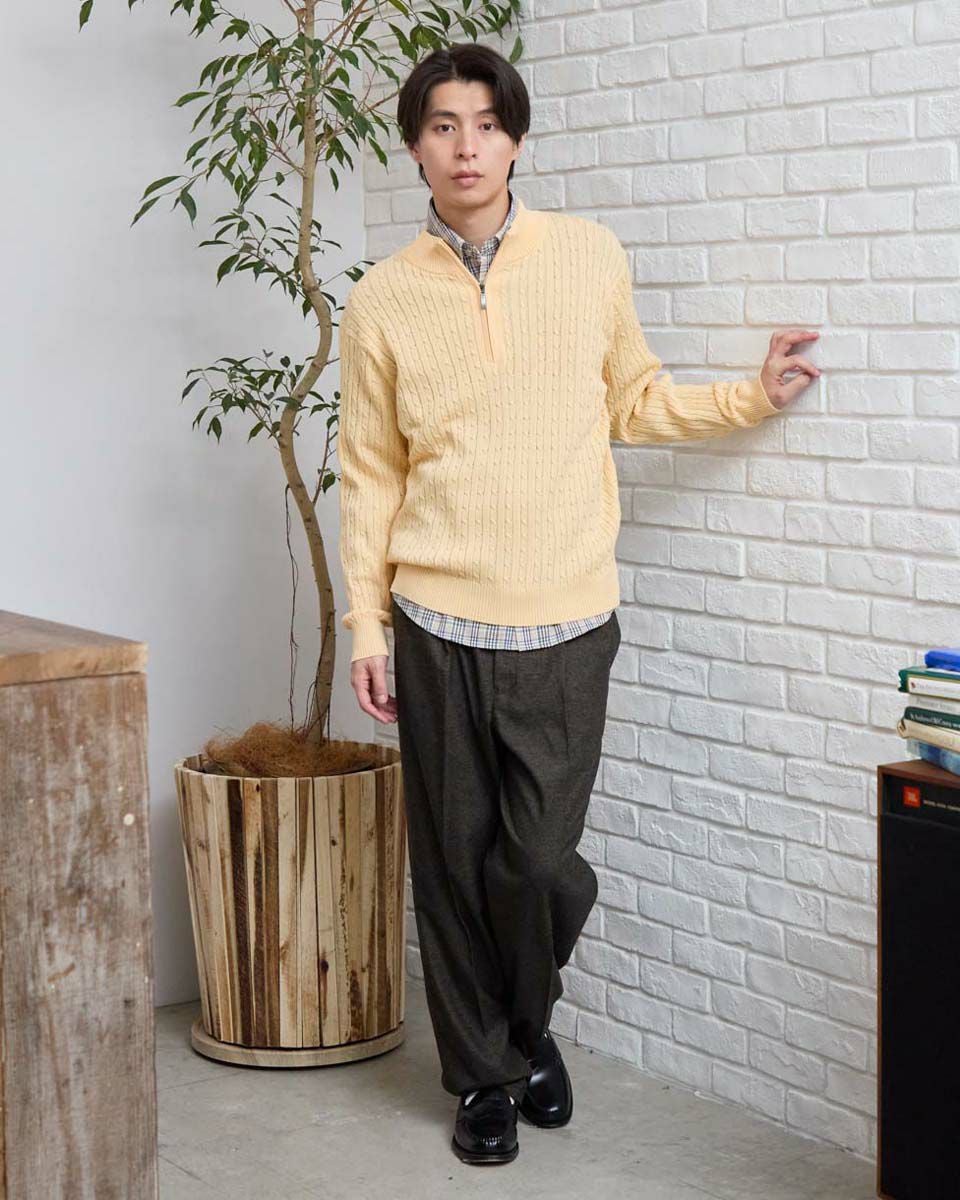Golden BearハーフZIPケーブルニット | ゴールデンベアストア