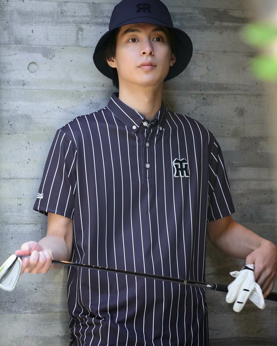 GBG × TIGERS ストライプポロシャツ