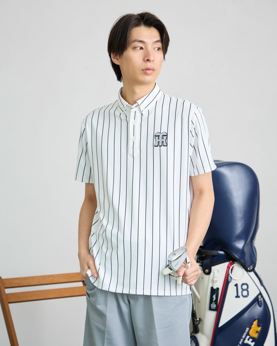 GB GOLFGBGストライプポロシャツ/TIGERSコラボレーション | ゴールデン