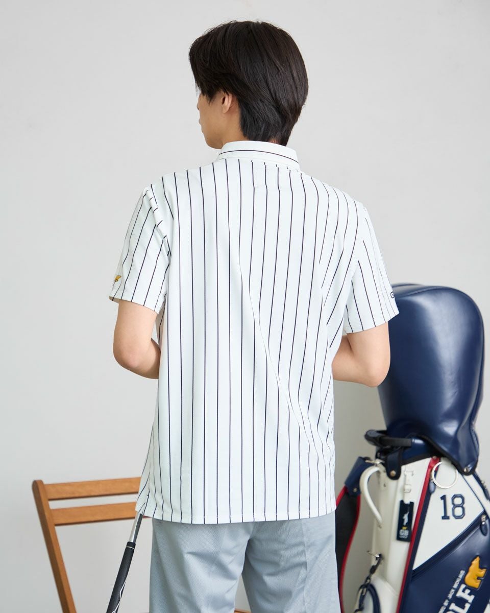 GB GOLFGBGストライプポロシャツ/TIGERSコラボレーション | ゴールデン