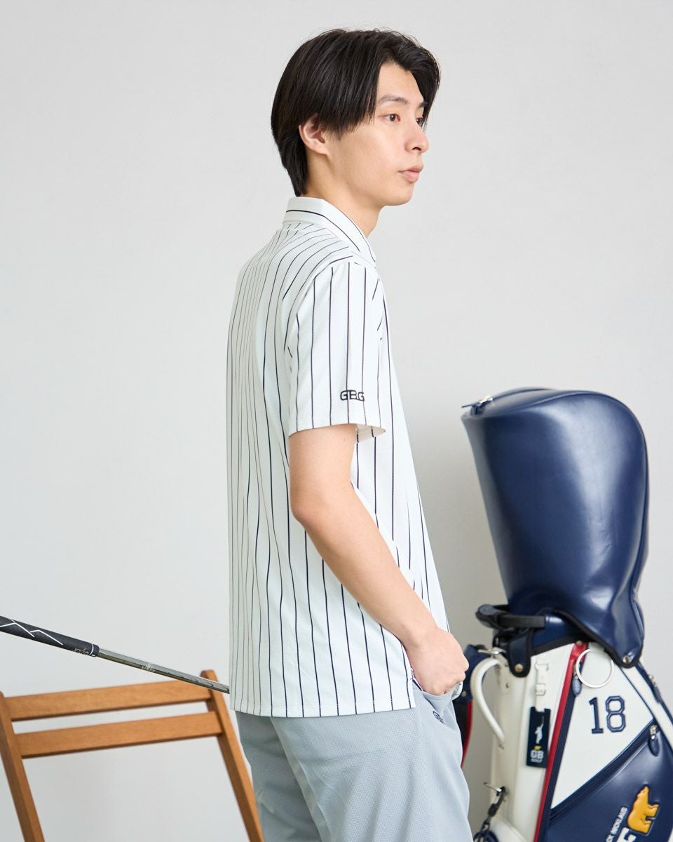 GB GOLFGBGストライプポロシャツ/TIGERSコラボレーション | ゴールデン