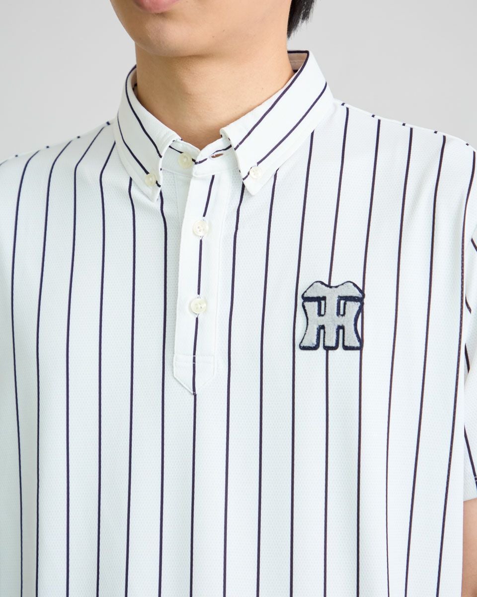 GB GOLF 阪神タイガース　コラボ　ストライプポロシャツ　白　新品未使用タグ ストライプ ポロシャツ」 サイズ：M/L/LL、カラー：アイボリー