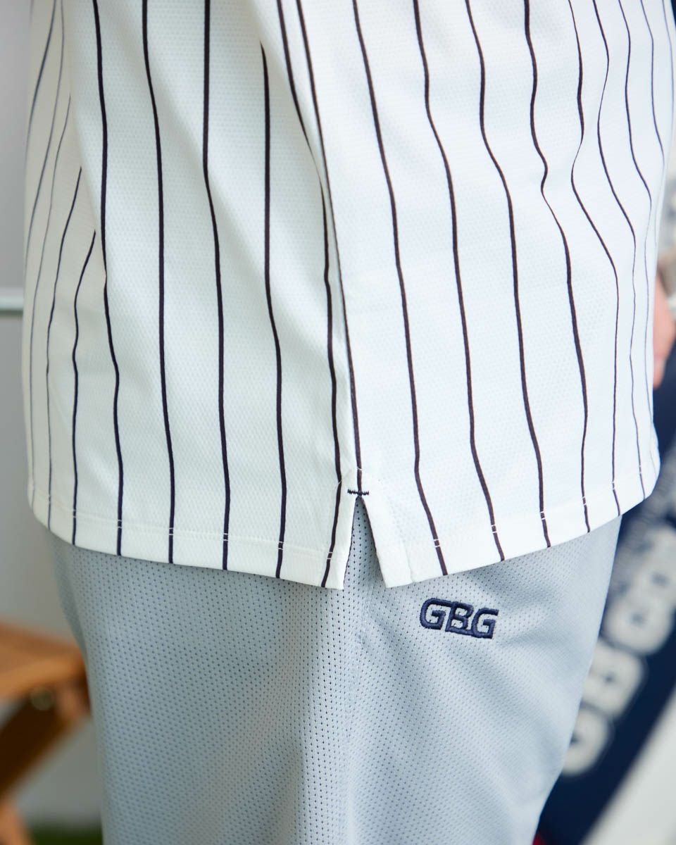 GB GOLFGBGストライプポロシャツ/TIGERSコラボレーション | ゴールデン