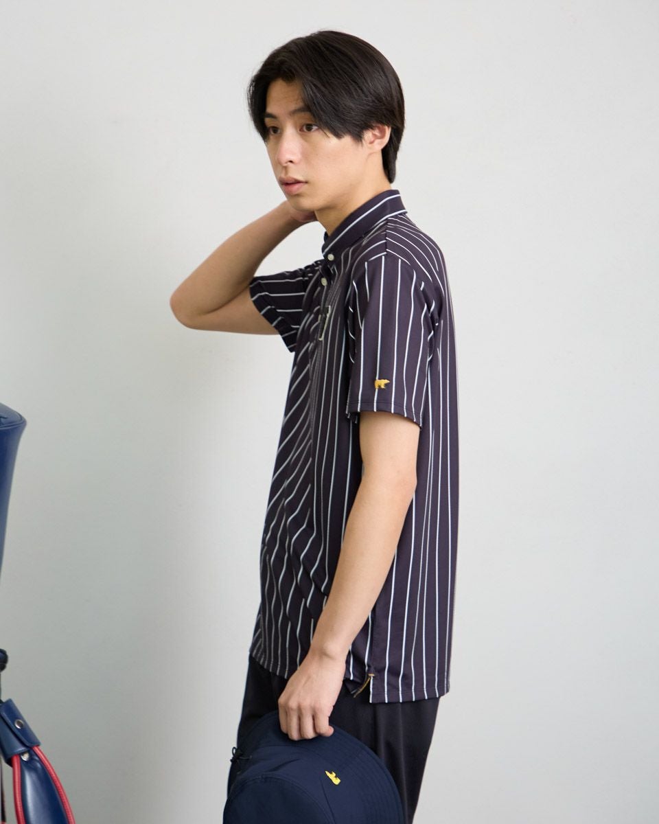 GB GOLFGBGストライプポロシャツ/TIGERSコラボレーション | ゴールデン