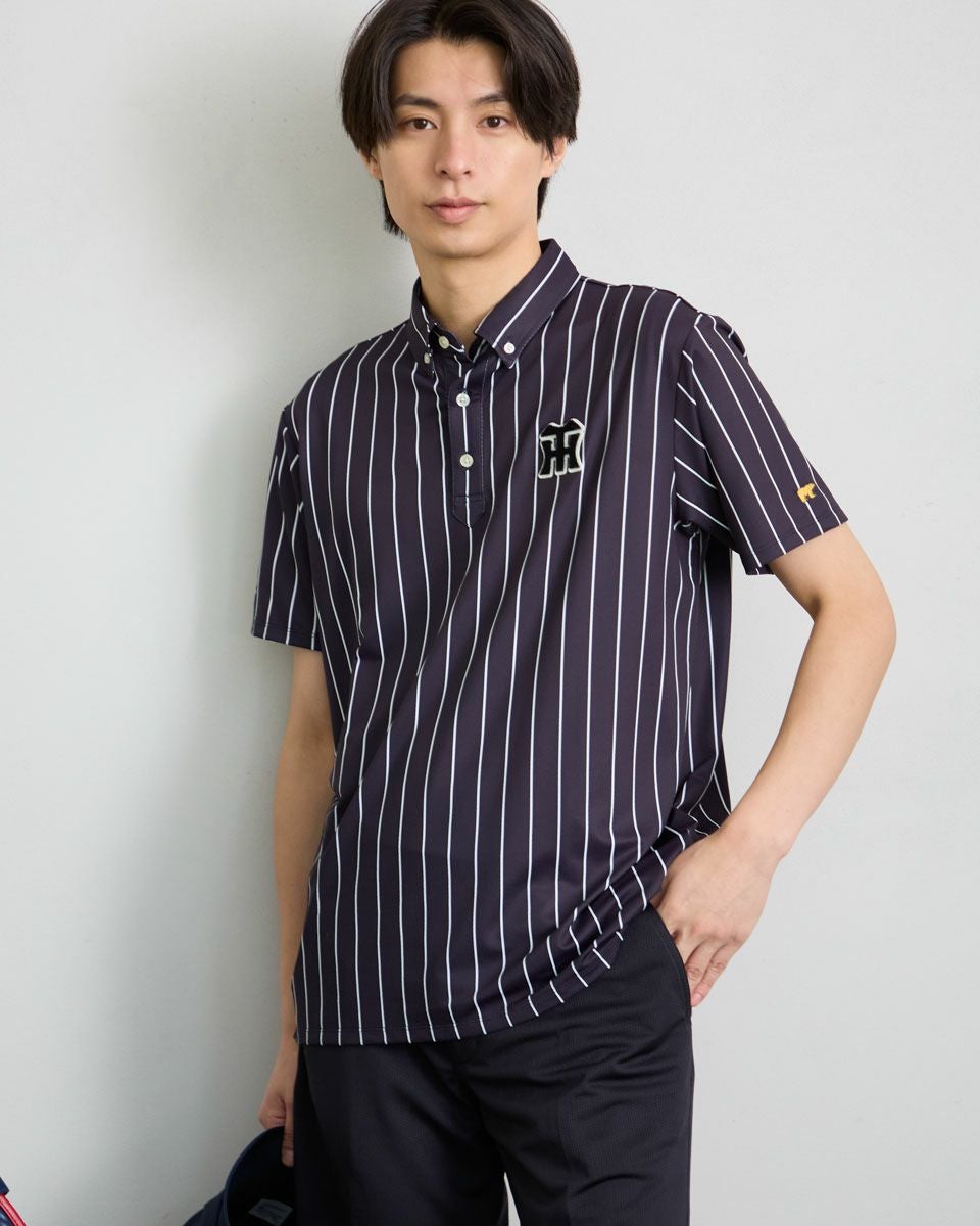 GB GOLFGBGストライプポロシャツ/TIGERSコラボレーション | ゴールデン