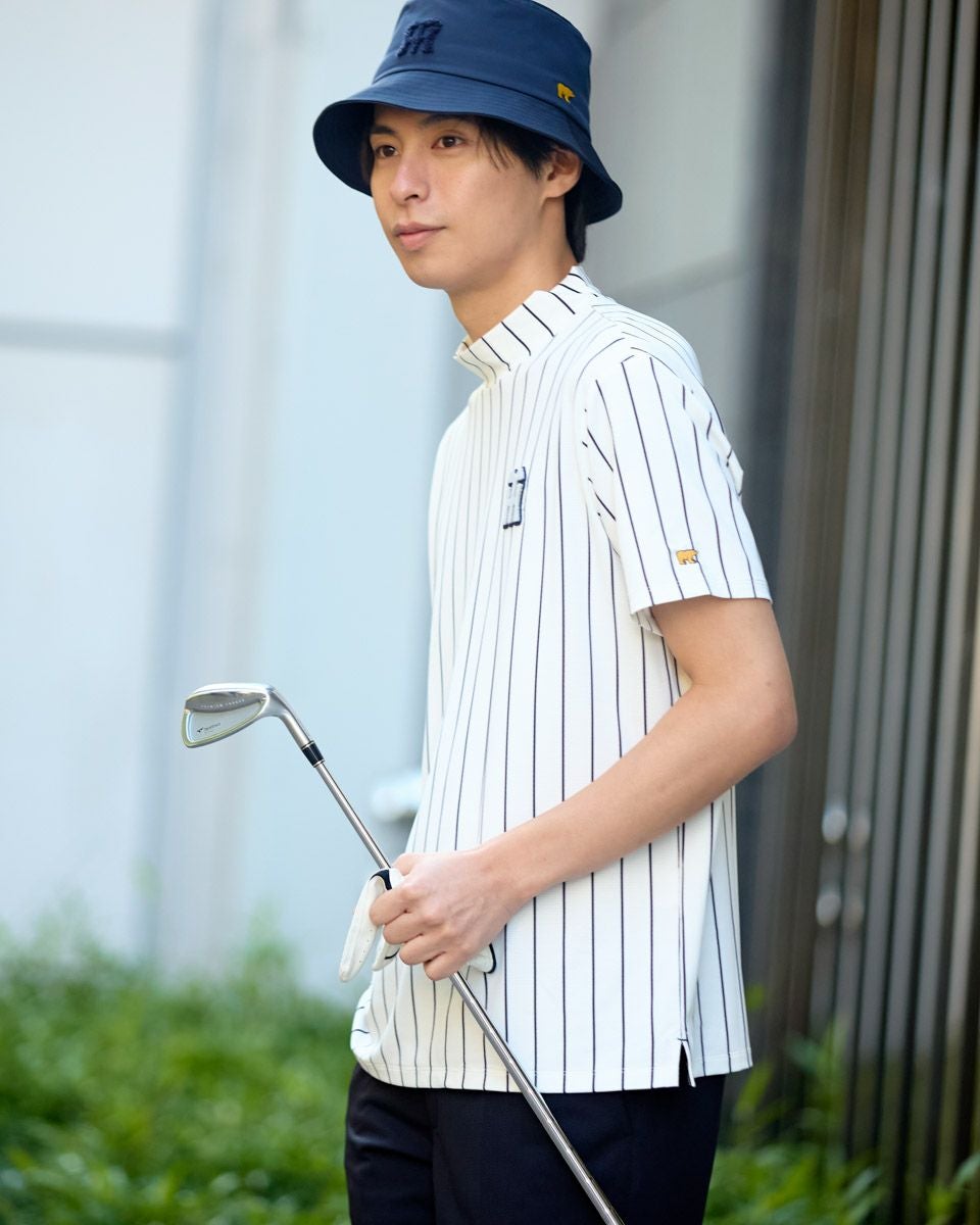 GB GOLFGBGストライプモックネック/TIGERSコラボレーション