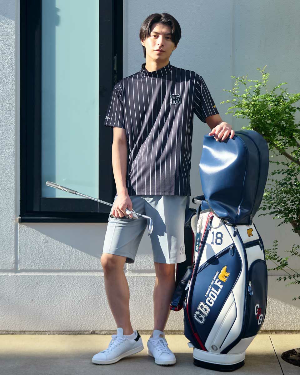 GB GOLFGBGストライプモックネック/TIGERSコラボレーション