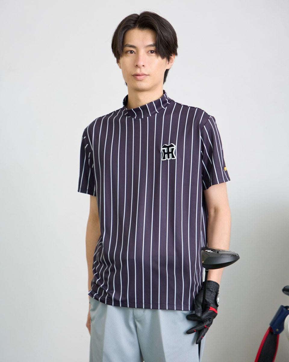 GB GOLFGBGストライプモックネック/TIGERSコラボレーション