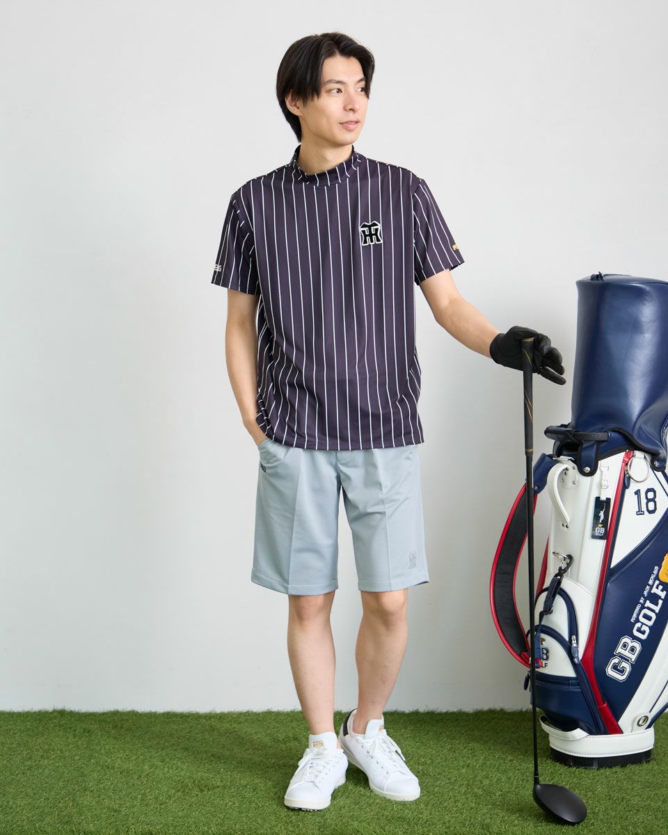 GB GOLFGBGストライプモックネック/TIGERSコラボレーション