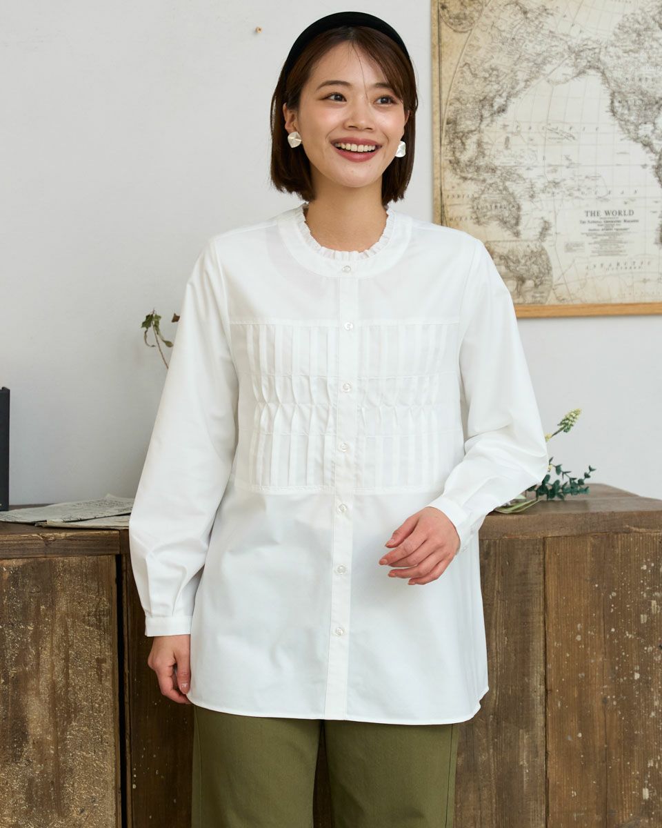 ローヘン　ピンタックブラウス　白 White Labelピンタックブラウス | ゴールデンベアストア