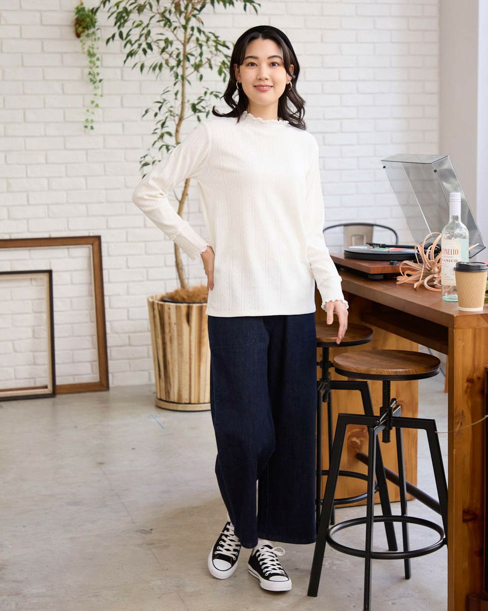 【ホワイト】ハイテンションピケ 長袖ハイネックカットソー <PERFORMANCE> (LADIES) PING APPAREL｜ハイテンションピケ 長袖ハイネックカットソー
