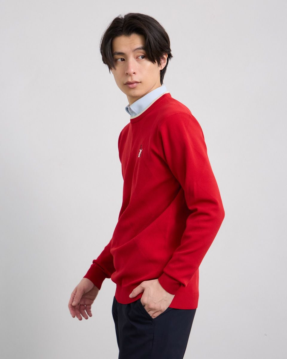 men's ニット ニットセーター メンズ セーター クルーネック 畦編み 蛍光 [品番