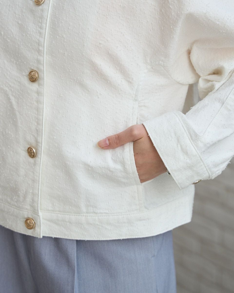 【 付属品付き 】 ドルガバ　デニムジャケット　ゴールドボタン　フリンジ　白 White Labelデニムジャケット | ゴールデンベアストア