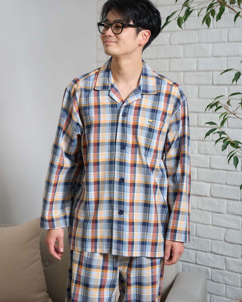 Home Wearチェック柄ツイルテーラーパジャマ | ゴールデンベアストア
