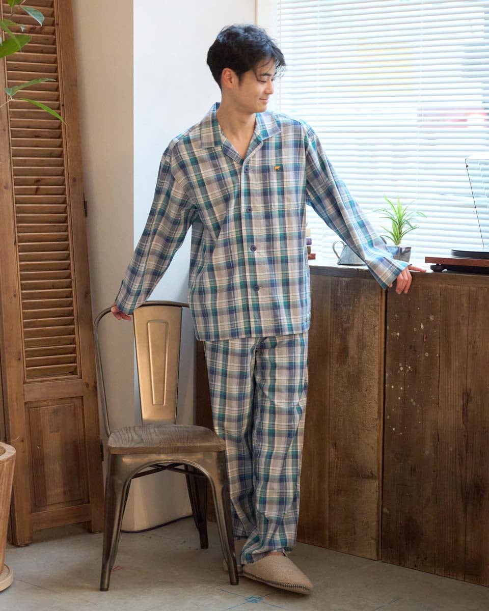 Home Wearチェック柄ツイルテーラーパジャマ | ゴールデンベアストア