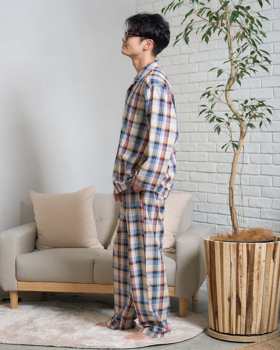 ニュージーランドのパジャマ入れ Home Wearチェック柄ツイルテーラーパジャマ | ゴールデンベアストア