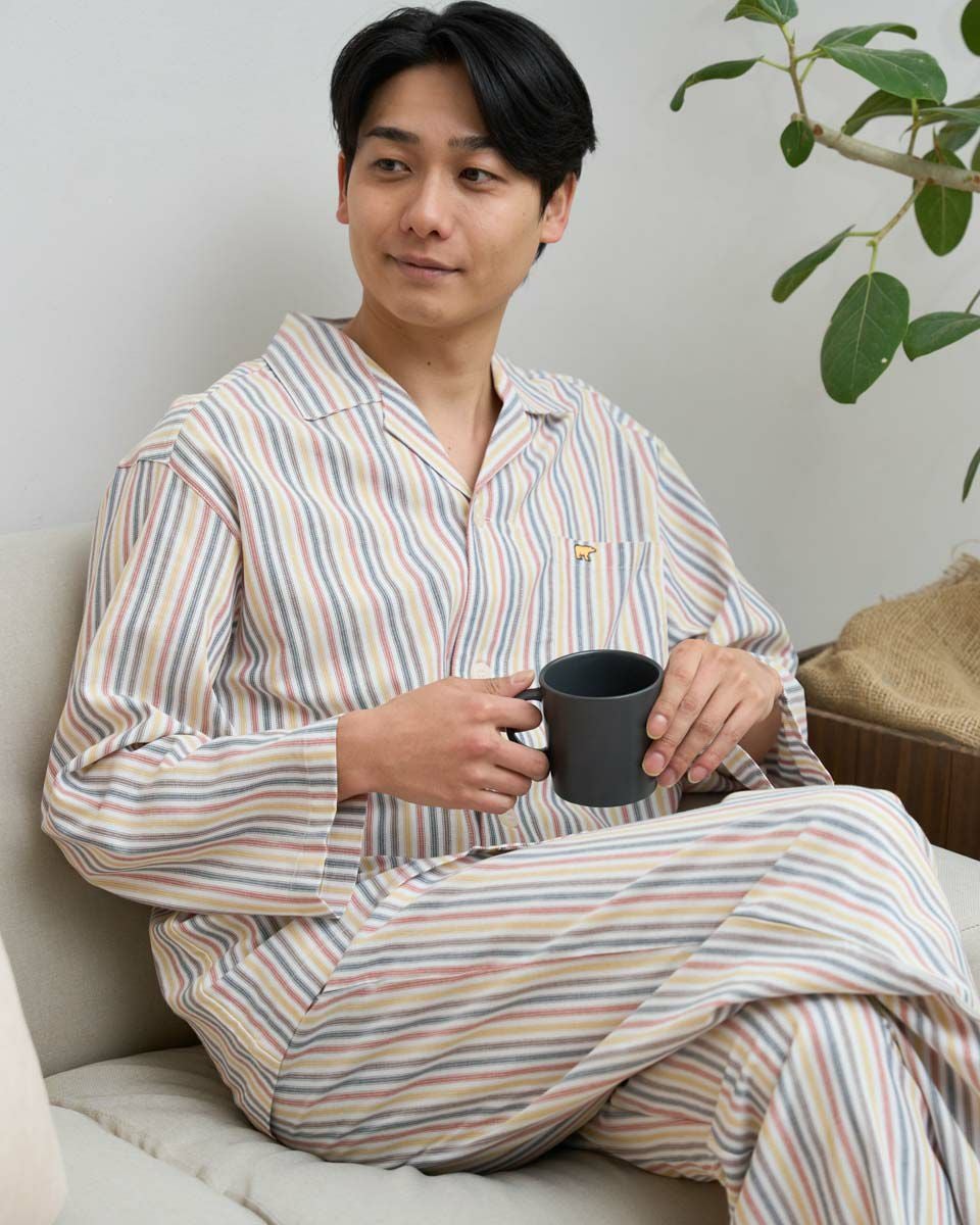 ストライプ柄ツイルテーラーパジャマ