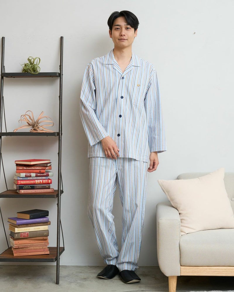 ストライプ柄ツイルテーラーパジャマ