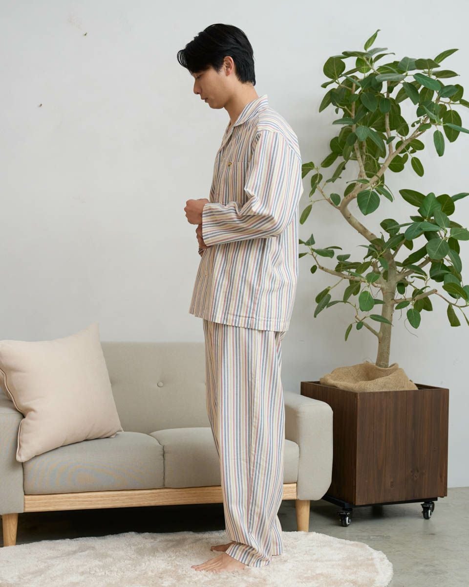 Home Wearストライプ柄ツイルテーラーパジャマ | ゴールデンベアストア