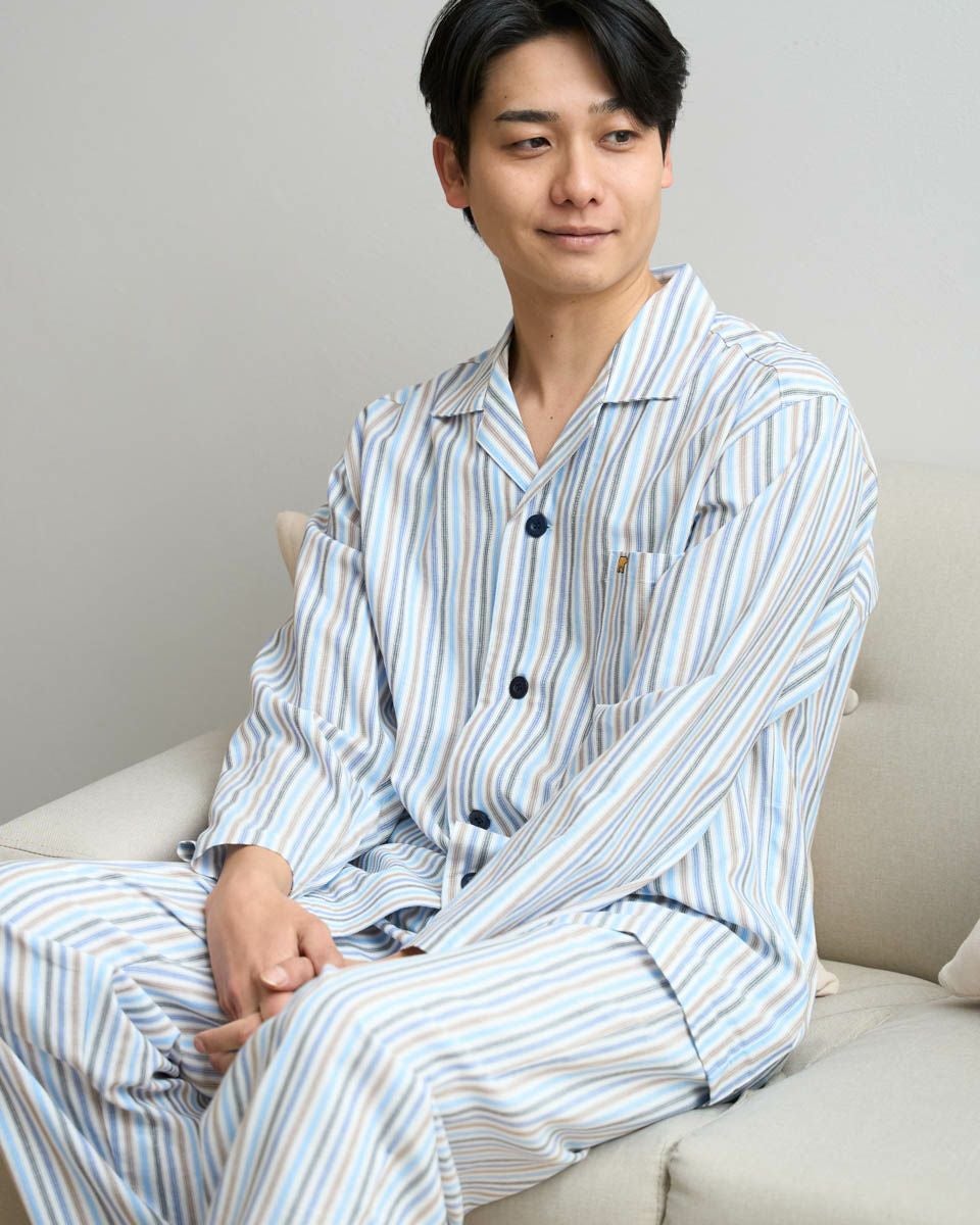 Home Wearストライプ柄ツイルテーラーパジャマ | ゴールデンベアストア