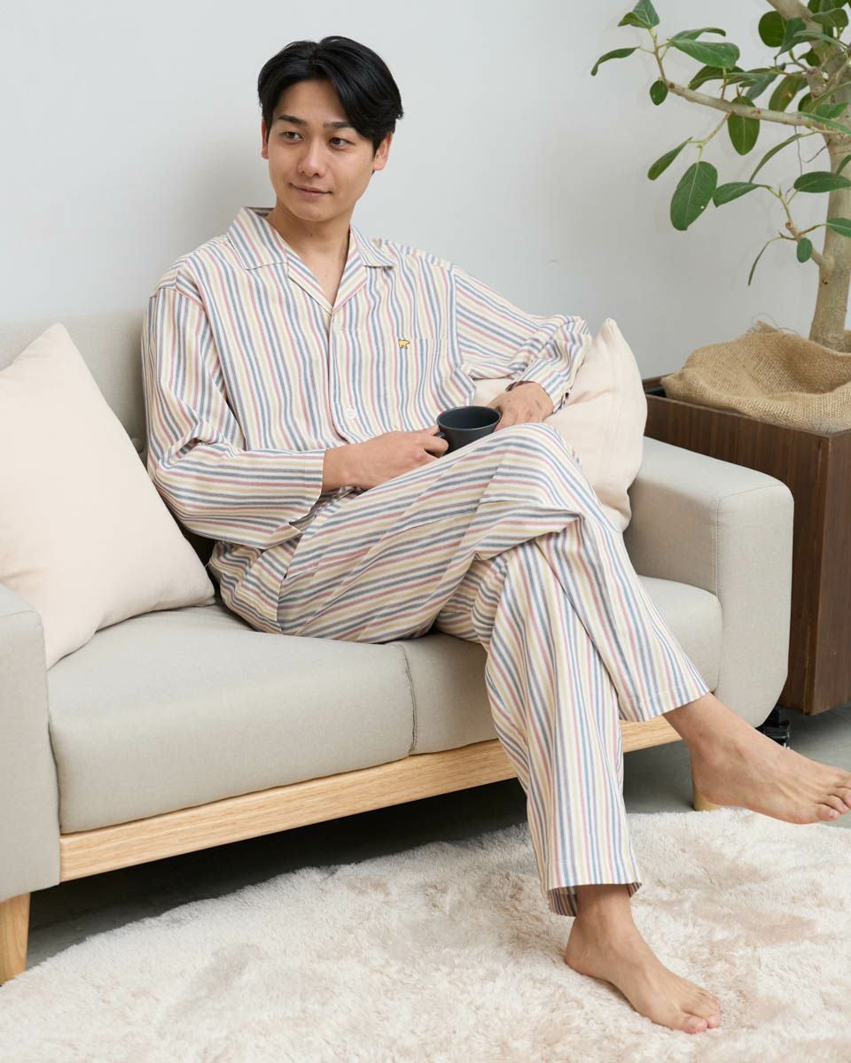 Home Wearストライプ柄ツイルテーラーパジャマ | ゴールデンベアストア