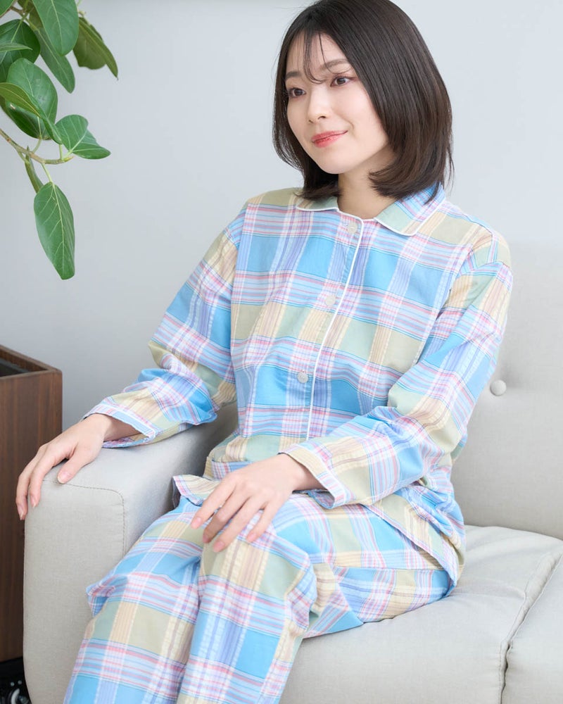 サッカー格子柄パジャマ