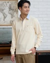 長袖布帛襟ポロシャツ
