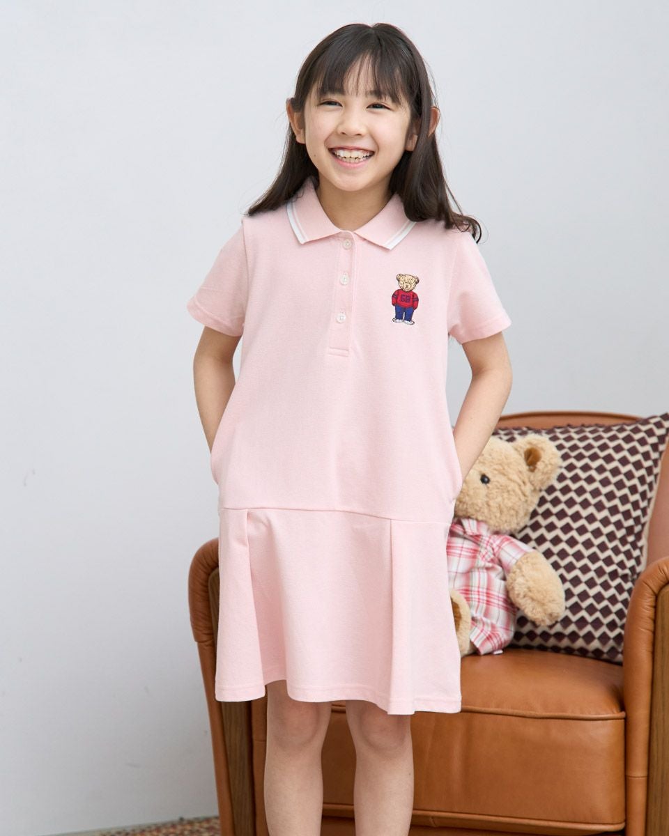 ラスト1点◇ラルフローレン ポロベア コットンワンピース S/130 ピンク GIRLSJACKベアポロシャツワンピース | ゴールデンベアストア