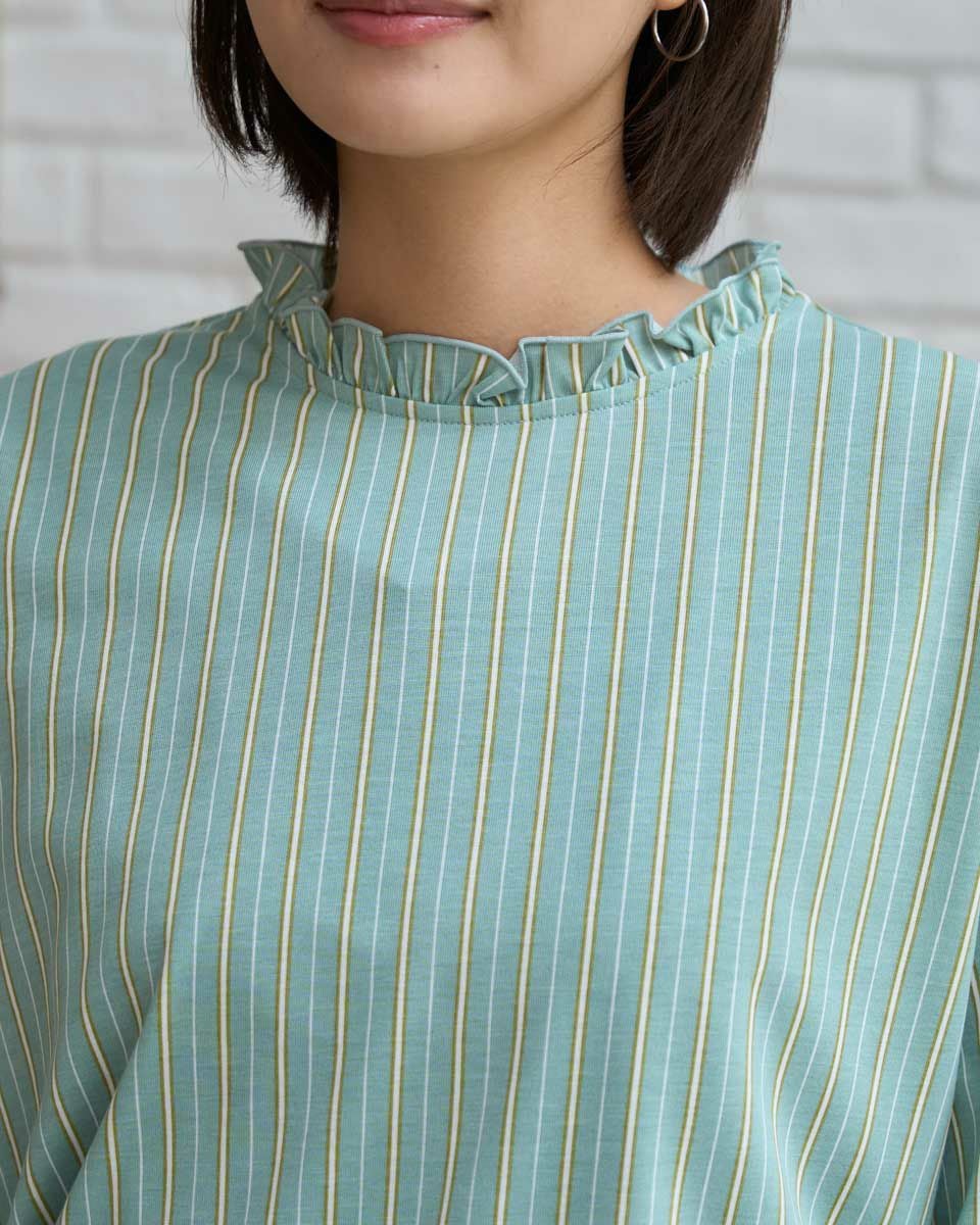 ゴールデングース ストライプカットソー Women's T-shirt in white cotton jersey with star print
