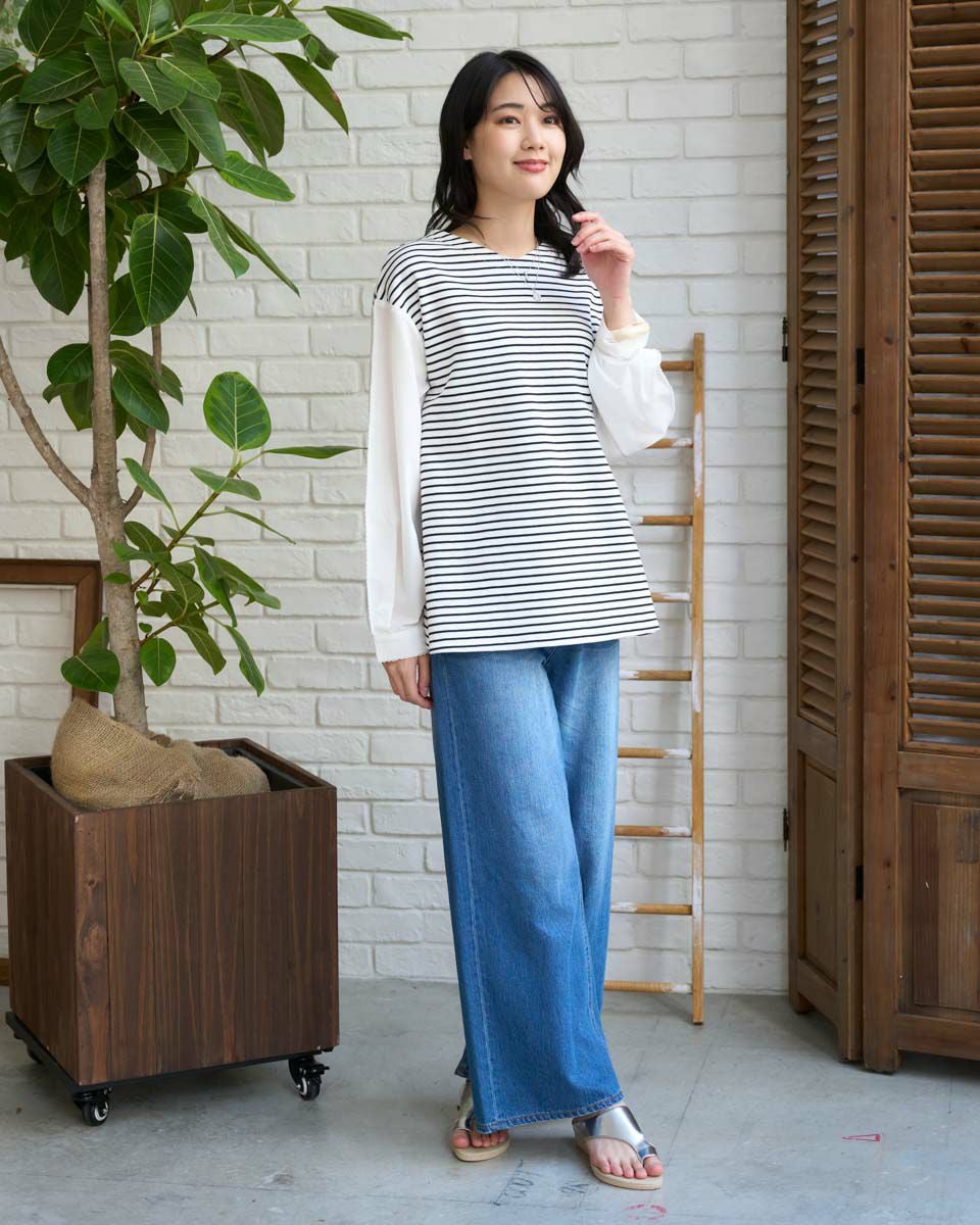 White Label布帛ドッキングワッフルカットソー | ゴールデンベアストア