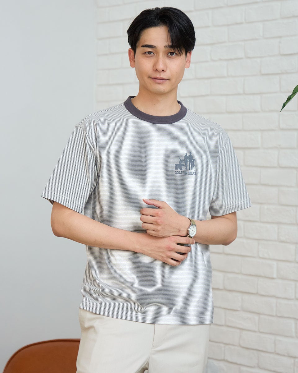 Golden Bear　ゴールデンベア　シルエットベアボーダーTシャツ
