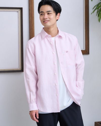  Golden Bear　ゴールデンベア　フレンチリネンストライプシャツ