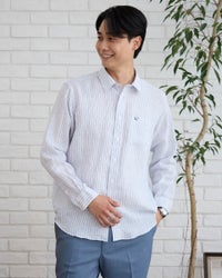  Golden Bear　ゴールデンベア　フレンチリネンストライプシャツ
