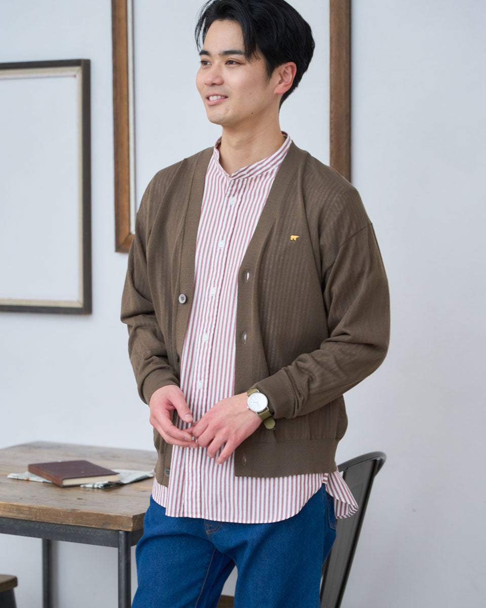 麻混ニットカーディガン